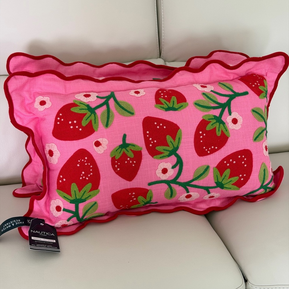 Nautica Strawberry Pink Pillow with Red set of 2